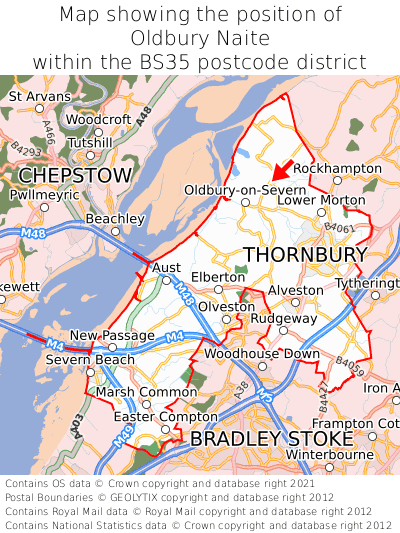 Map showing location of Oldbury Naite within BS35