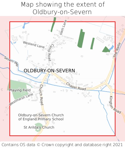 Map showing extent of Oldbury-on-Severn as bounding box