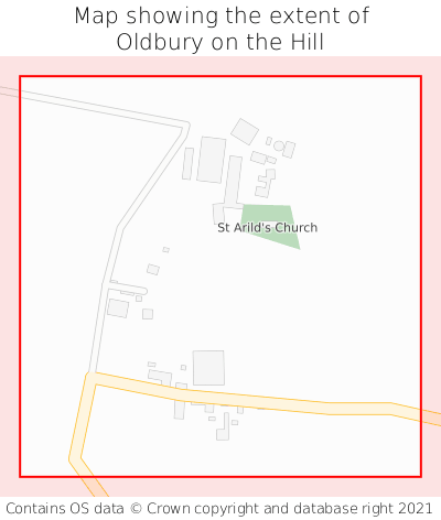 Map showing extent of Oldbury on the Hill as bounding box
