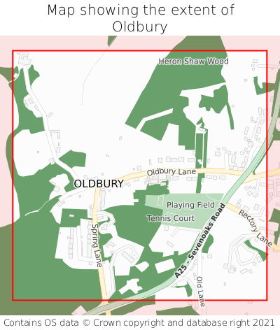 Map showing extent of Oldbury as bounding box