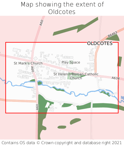 Map showing extent of Oldcotes as bounding box