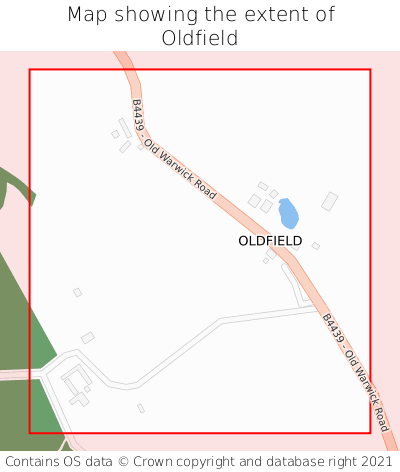 Map showing extent of Oldfield as bounding box