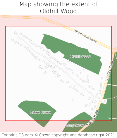 Map showing extent of Oldhill Wood as bounding box