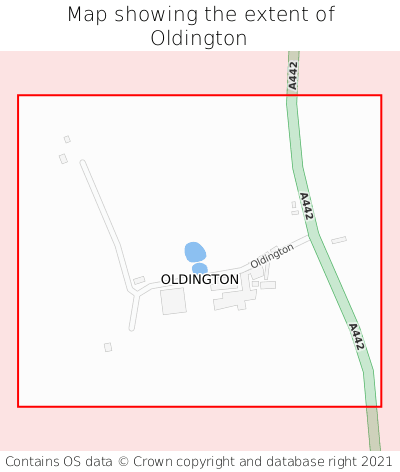 Map showing extent of Oldington as bounding box