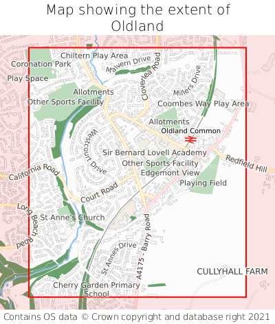 Map showing extent of Oldland as bounding box
