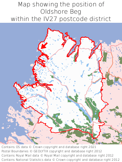 Map showing location of Oldshore Beg within IV27