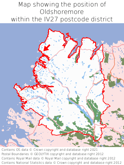 Map showing location of Oldshoremore within IV27