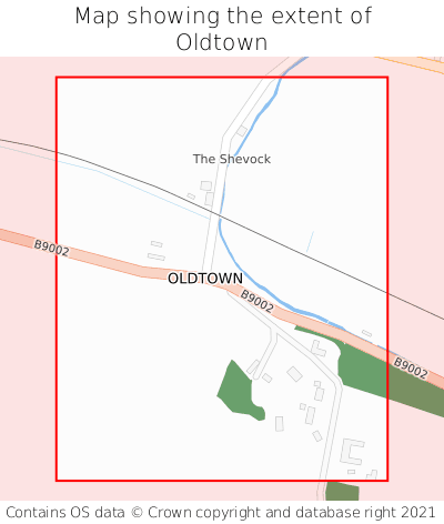 Map showing extent of Oldtown as bounding box