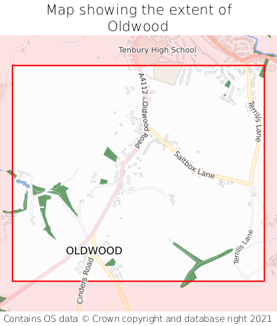 Map showing extent of Oldwood as bounding box