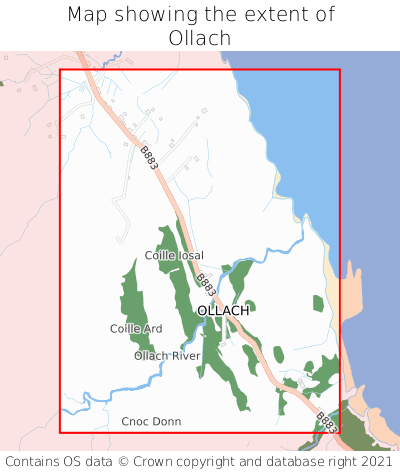 Map showing extent of Ollach as bounding box