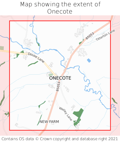 Map showing extent of Onecote as bounding box