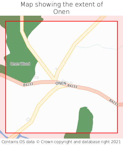Map showing extent of Onen as bounding box