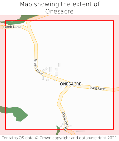 Map showing extent of Onesacre as bounding box