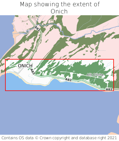 Map showing extent of Onich as bounding box