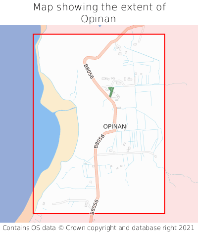 Map showing extent of Opinan as bounding box