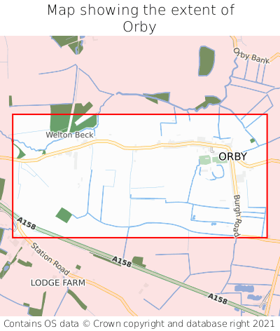 Map showing extent of Orby as bounding box