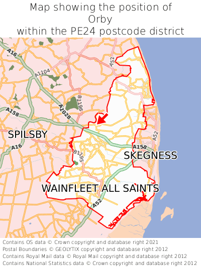 Map showing location of Orby within PE24