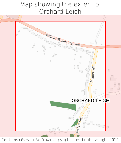 Map showing extent of Orchard Leigh as bounding box