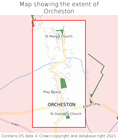 Map showing extent of Orcheston as bounding box