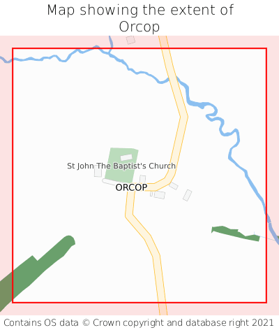 Map showing extent of Orcop as bounding box