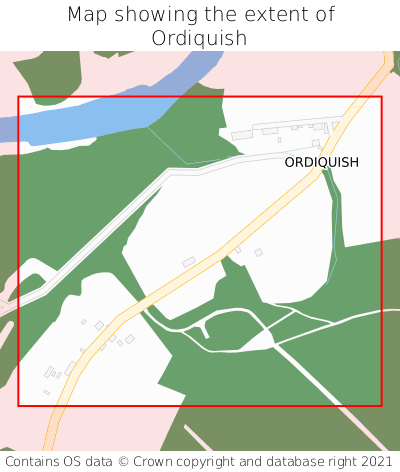 Map showing extent of Ordiquish as bounding box