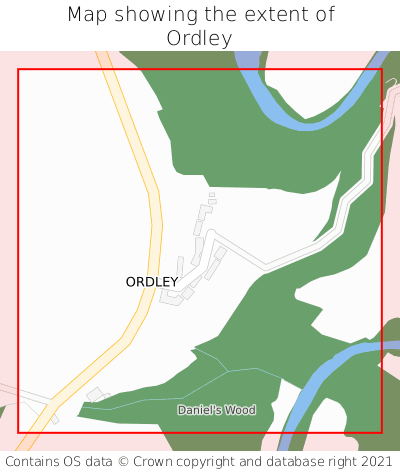 Map showing extent of Ordley as bounding box