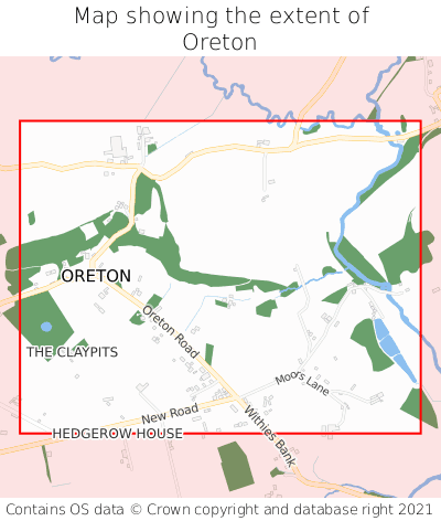 Map showing extent of Oreton as bounding box
