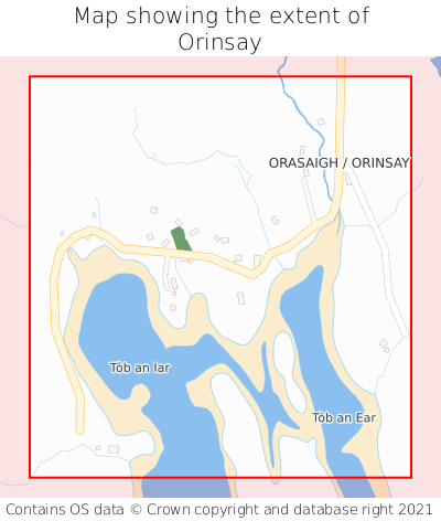 Map showing extent of Orinsay as bounding box