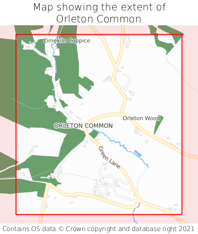 Map showing extent of Orleton Common as bounding box