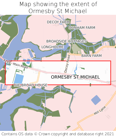 Map showing extent of Ormesby St Michael as bounding box