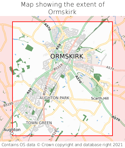 Map showing extent of Ormskirk as bounding box