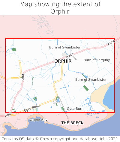 Map showing extent of Orphir as bounding box