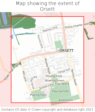 Map showing extent of Orsett as bounding box