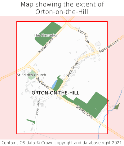 Map showing extent of Orton-on-the-Hill as bounding box