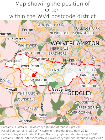 Map showing location of Orton within WV4