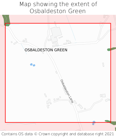 Map showing extent of Osbaldeston Green as bounding box