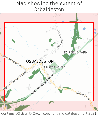 Map showing extent of Osbaldeston as bounding box