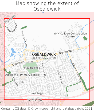Map showing extent of Osbaldwick as bounding box