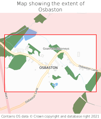 Map showing extent of Osbaston as bounding box