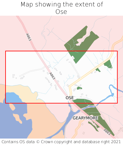 Map showing extent of Ose as bounding box