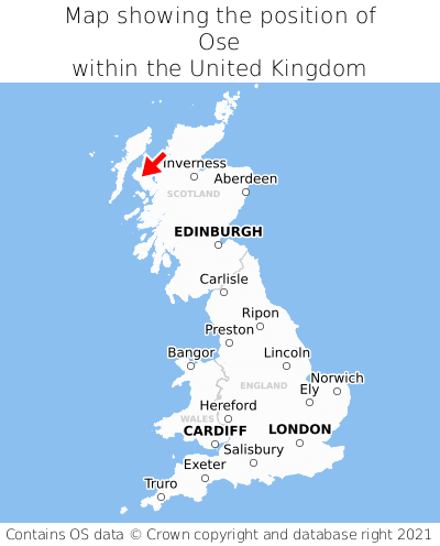 Map showing location of Ose within the UK