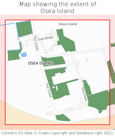 Map showing extent of Osea Island as bounding box