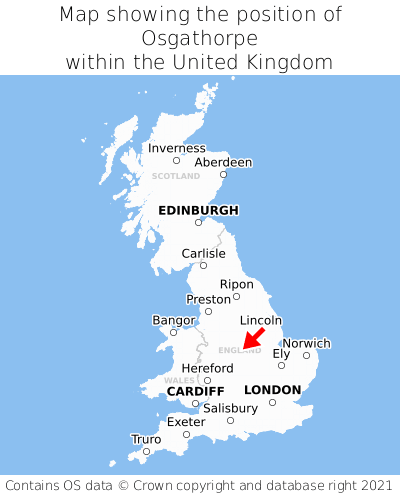 Map showing location of Osgathorpe within the UK