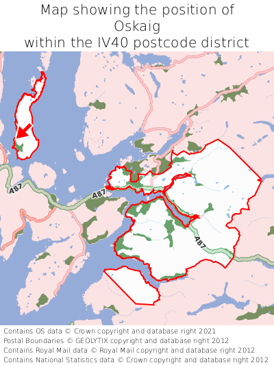 Map showing location of Oskaig within IV40