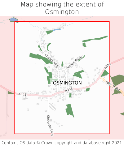 Map showing extent of Osmington as bounding box