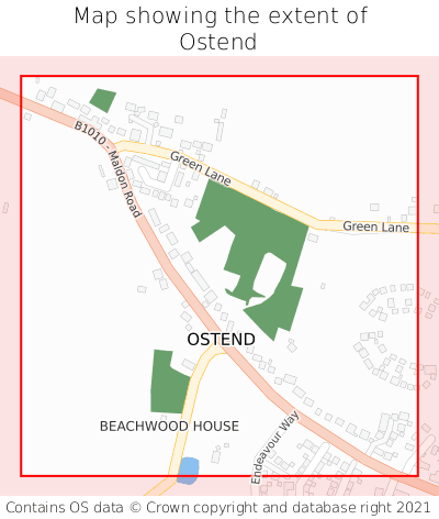 Map showing extent of Ostend as bounding box