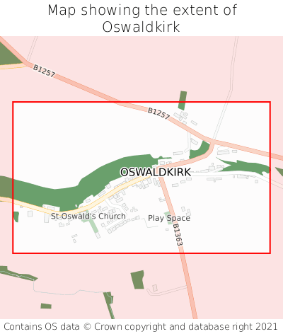 Map showing extent of Oswaldkirk as bounding box