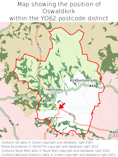 Map showing location of Oswaldkirk within YO62