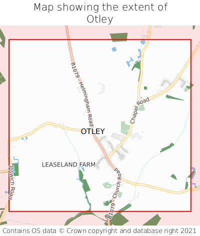 Map showing extent of Otley as bounding box