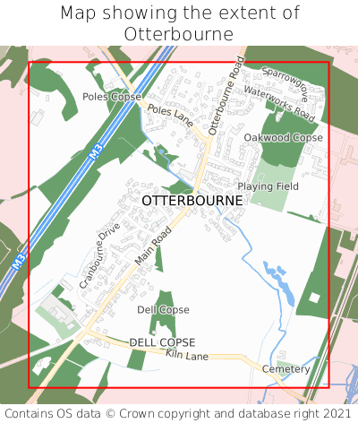 Map showing extent of Otterbourne as bounding box